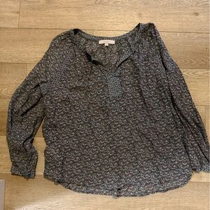 LOFT Blue Paisley Patterned Blouse